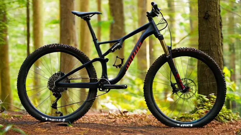 Bicicleta de montaña Specialized Stumpjumper Comp Alloy 2023, con un elegante marco negro mate y detalles rojos, diseñada para la aventura