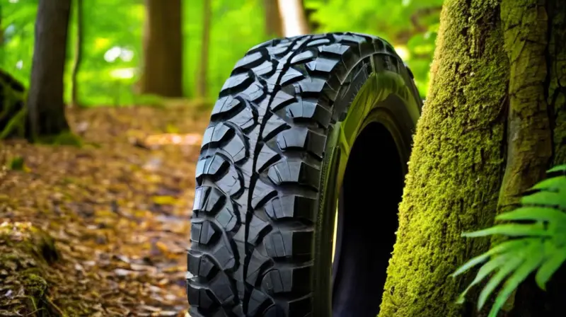 Una llanta Michelin Force XC2 brilla en un sendero montañoso, rodeada de naturaleza y mostrando su durabilidad