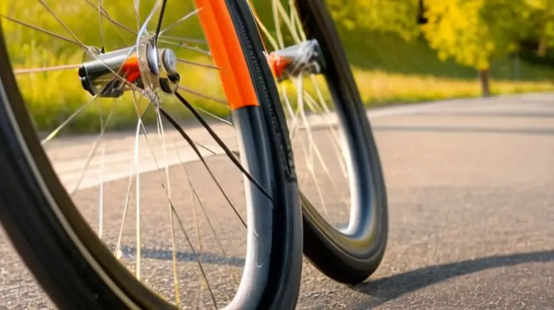 Una imagen detallada de un neumático de bicicleta tubular de alto rendimiento, con un acabado negro brillante y un fondo natural que evoca velocidad