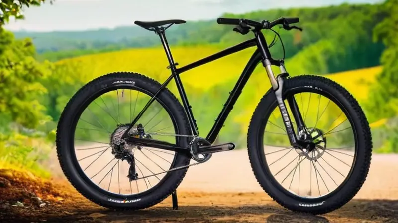 Bicicleta de cuadro negro mate con detalles en aluminio