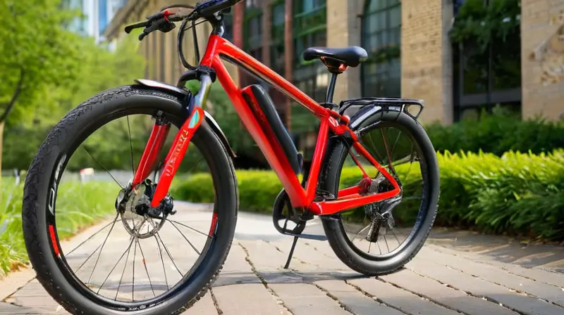 Bicicleta de aluminio negra con detalles rojos