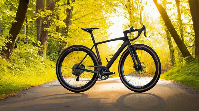 Bicicleta de carbono negra mate con detalles naranjas