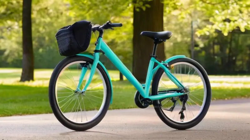 Bicicleta ligera y ergonómica de color turquesa con diseño atractivo y detalles cuidados