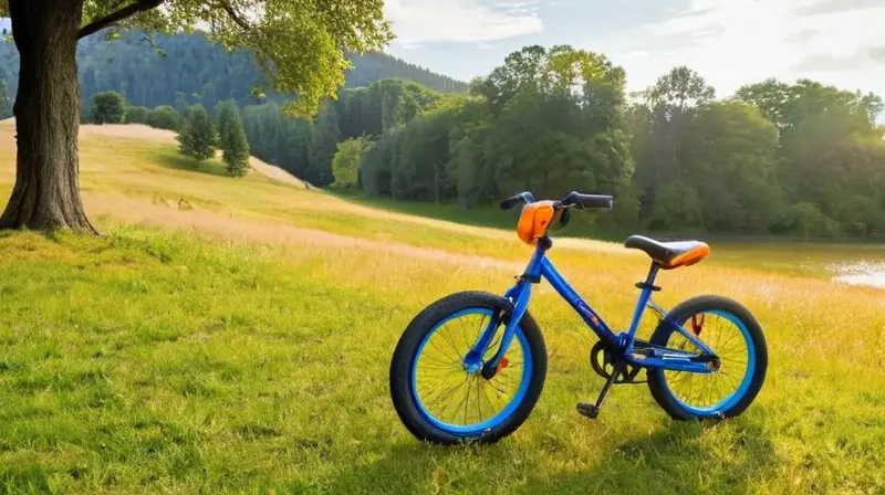 Bicicleta ligera y ergonómica en azul y naranja