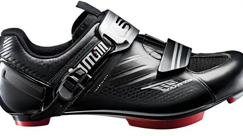 Zapatos de ciclismo Shimano de diseño elegante y ancho, con detalles ergonómicos y ventilación, que destacan en un entorno dinámico