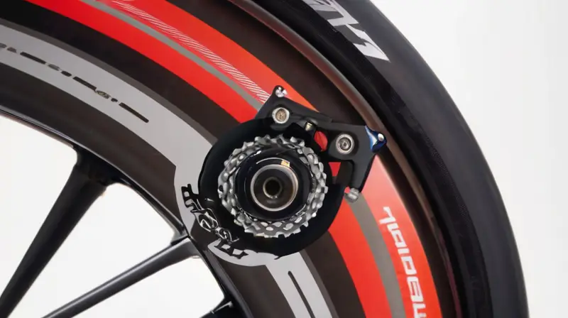 Juego de ruedas de carbono elegante y ligero con acabado negro brillante y diseño aerodinámico